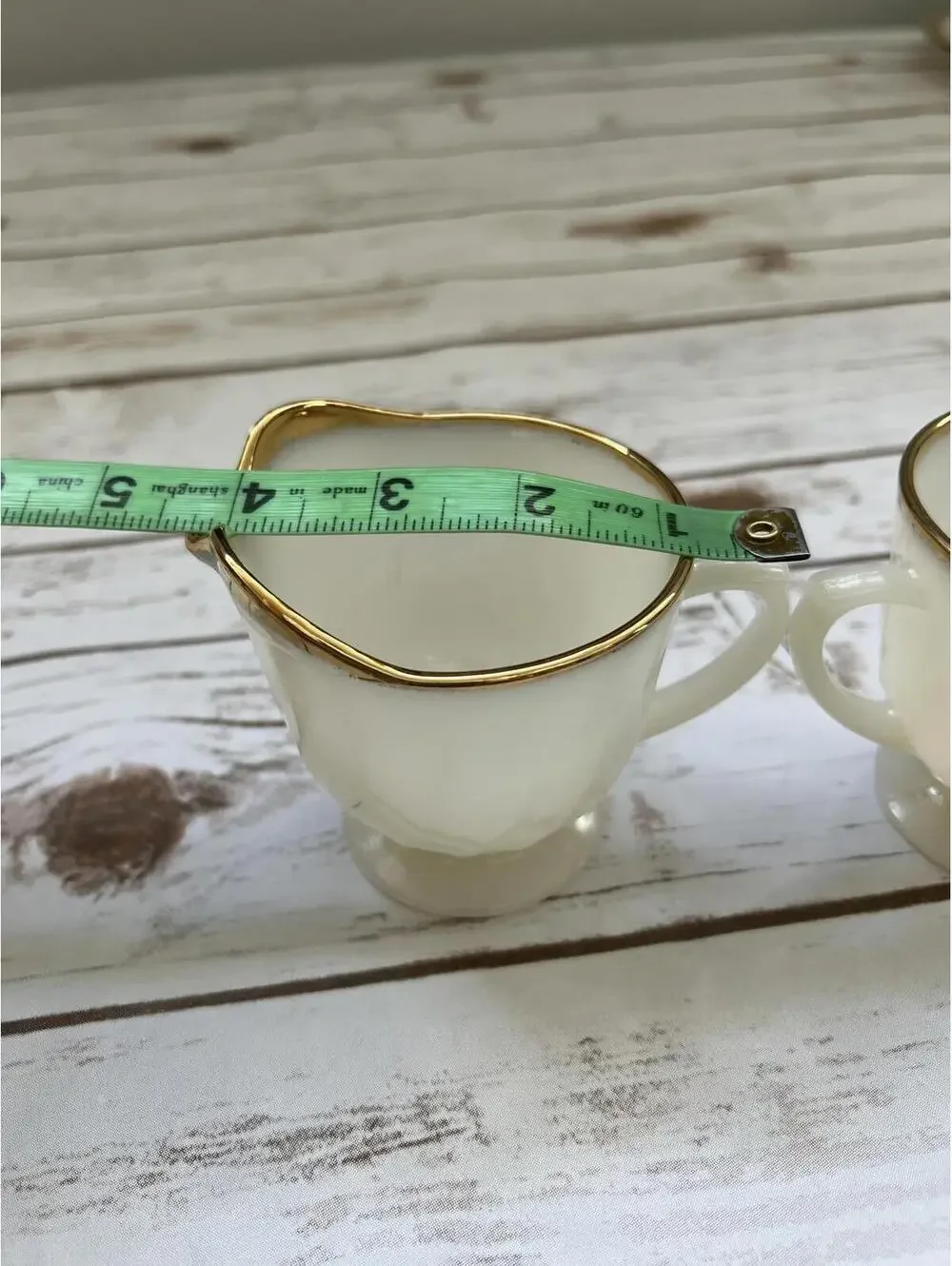 Vintage Fire King Cream and Gold Creamer and Sugar‎ Set